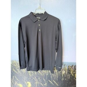 Nike Dri-FIT Golf Polo Shirt Men's Large Black Long Sleeve Micro Pique Classic